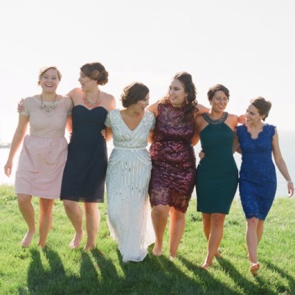 Adrianna Papell beaded cap sleeve v neck long gown - Picture 8 of 11